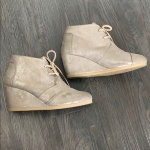 TOMS Metallic Wedge Booties